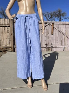 NWT J. Crew High Rise Wide-Leg Seaside 100% Linen Pants Blue Womens Sz XL - Picture 1 of 10