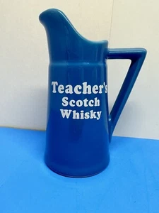 Teacher's Scotch Whisky Pitcher Jug Vintage Bar Display Blue 8 Inches Tall - Picture 1 of 9