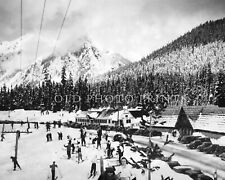 Snoqualmie Pass Summit in Winter Photograph Skiing Ski Area Washington 1936 8x10
