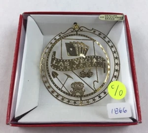 Nations Treasures Las Vegas Nevada Cards Gold Brass Metal Souvenir Ornament - Picture 1 of 6