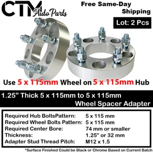 2P 1.25" THICK 5x115 TO 5x115 WHEEL ADAPTER SPACER FIT OLDSMOBILE/PONTIAC/SATURN - Picture 1 of 4