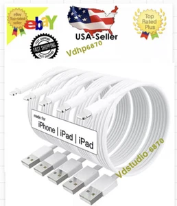 5 PACK USB Charger Cable Cord For iPhone 12 11 PRO XR X XS MAX 8 7 6 6S  PLUS SE - Picture 1 of 13