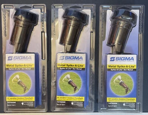 LOT x3 Sigma Weatherproof Metal Spike-A-Lite Outdoor Flood Light Ground 150w New - Picture 1 of 6