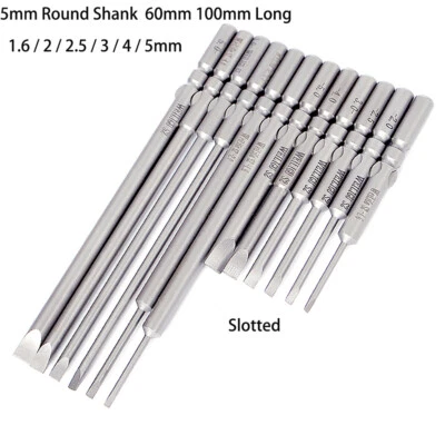 Flat Slotted Head Screwdriver Bits Magnetic Extra Long Power Drill Bit 1.6mm-5mm - Image 1 of 4