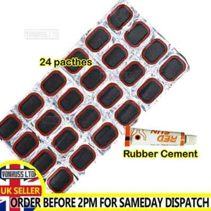 24 Puncture patches Glue BIKE TYRE TUBE BICYCLE REPAIR TOOL KIT CYCLE PATCHES w - Picture 1 of 3