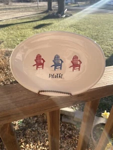 Rae Dunn “Breathe” Beach Chairs Oval Snack Dish Trinket Dish Home Decor - Picture 1 of 3