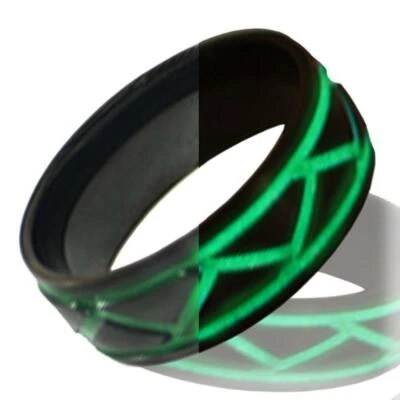 Black Titanium Green Glow in the Dark Ring (Weave) - Image 1 of 2