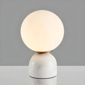 Nordic Table Lamp Globe Glass Shade Bedroom Night Lamp Marble Base Desk Light - Picture 1 of 12