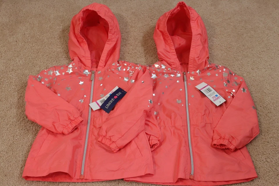 Conjunto de gemelos niñas pequeñas talla 4 Anorak Limited Too chaqueta/abrigo estrellas Foto 1 de 1