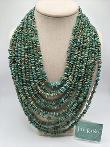 Jay King 10 Strand Natural Turquoise Sterling Silver Waterfall Necklace 195g - Picture 1 of 7