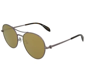 New ALEXANDER MCQUEEN AM0174S 004 57mm Ruthenium Aviator Sunglasses Italy Unisex - Picture 1 of 3