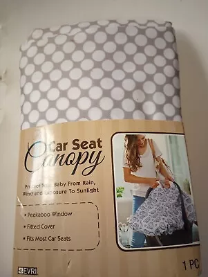 Baby Car Seat Canopy-gray with white dots - Image 1 of 4