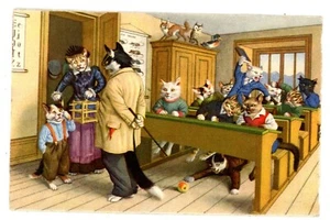 Fantasie -KATZEN IN SCHWIERIGKEITEN IN DER SCHULE- 4670 Alfred Mainzer Postkarte anthropomorph - Bild 1 von 2