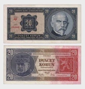 Czechoslovakia - 1926 - 20 Korun - "Not Perforated" - "aUNC+"  #CO6789 - Picture 1 of 6