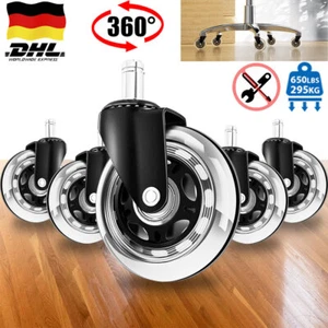 5er Set Bürostuhlrollen Ø 11 mm Hartbodenrolle leise Stuhl Drehstuhl Ersatzrolle - Bild 1 von 13