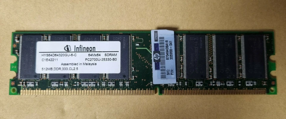  Infineon HYS64D64320HU-5-C 512MB Memory RAM PC2700U-25330-B0 - Image 1 of 1