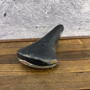 Selle San Marco Rollsitz Vintage Sattel Risse Leder Road Tour schwarz 80er BMX - Bild 1 von 18