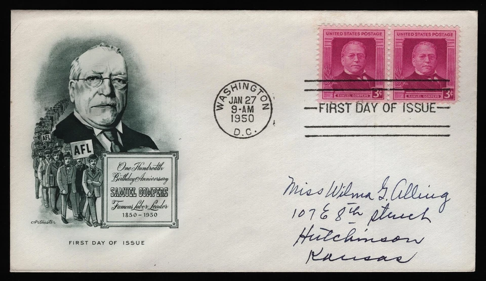 #988 3c Samuel Gompers-Pair, Artmaster FDC **ANY 5=FREE SHIPPING** - Image 1 of 1