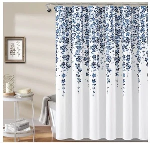 Lush Decor Spring Weeping Flowers Fabric Shower Curtain 72 x 72 Blue & Gray - Picture 1 of 25