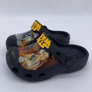 Star Wars Crocs Clogs Shoes Unisex Boys 6 Girls 7 Black Roomy Fit Slip On Casual - Picture 1 of 5