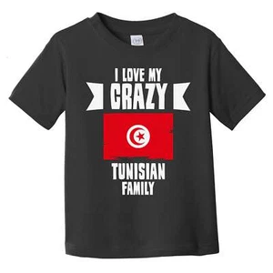 Camiseta I Love My Crazy Tunisian Family Divertida Bandera de Túnez Infantil Niño Pequeño - Imagen 1 de 2