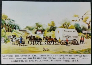 Russells Waggon 1833 von Falmouth nach London Royal Mail Postkarte unbenutzt SWPR4 - Bild 1 von 2