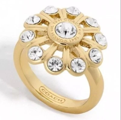 COACH Crystal Gold Flower Ring Size 6 NWT - Image 1 of 4