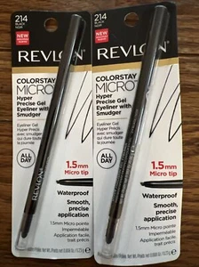 2 Revlon Colorstay Micro Hyper Precise Gel Eyeliner w/ Smudger #214 BLACK B1 - Picture 1 of 2