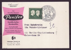 Bund 1953 sehr interessanter Beleg Arzneimittel HOECHST Reklamekarte b378 - Picture 1 of 2
