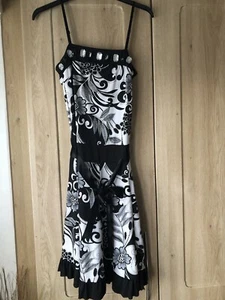 Ladies Black/White Strappy Dress Size 10 - Picture 1 of 3
