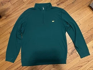 Masters Collection Men’s Sweater 1/4 Pullover In Green Golf Luxury Cotton Large - Picture 1 of 13