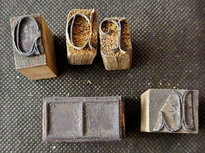 5 Stempel ➔ verschiedene MOTIVE ➔ Vintage-Klischee ➔ RARITÄT *EISEN auf Holz* - Bild 1 von 2