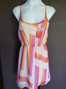 Vestido ROXY Juniors Talla Pequeña Naranja Rosa Correas Ajustables Elásticas Cintura Forrado - Imagen 1 de 5