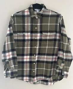 Old Navy Boyfriend Flanellhemd, 100% Baumwolle, grün kariert, Damen M - Bild 1 von 4