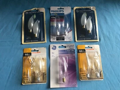 Lote Surtido de 10 ~ Marcas y Vatios Araña Candelabro Base Pequeña Bombillas Foto 1 de 4