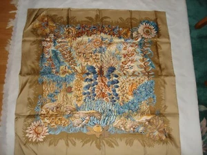 Vintage Original Hermes L'Ile Deserte by Annie Faivre Oliv Schal Tuch Seide Box  - Bild 1 von 12