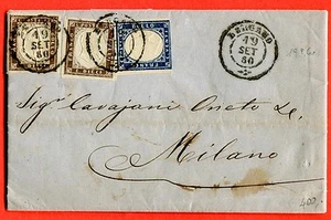 ITALY - SARDINIA - 1860 2x c.10 + c.20 from BERGAMO (258367) - Picture 1 of 2