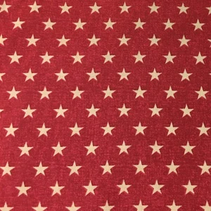 1/2 Meter Ecru Stars on Red Quilting Cotton Fabric - Picture 1 of 2