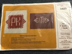 New vtg Creative Circle Cross Stitch Waste Canvas Kit 1635 “Monogram Collection” - Picture 1 of 2