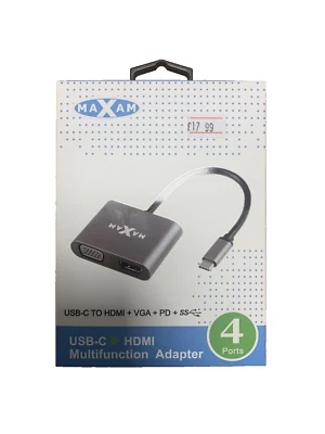 Type C to HDMI / VGA / USB3.0 / PD100W 4 in 1 Hub 4K MAXAM - Image 1 of 4