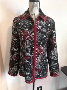 Harve Benard Vintage Jacket Size 8 Full Zip Blazer Black & Red - Picture 1 of 6