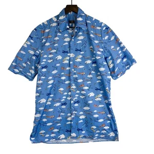 Camisa Solemare Maus & Hoffman Aviones Nubes Azul Abotonada - Talla M - Imagen 1 de 8