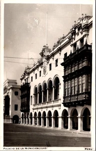 PERU PHOTO MUNICIPALITY PALACE VIEW AIRMAIL POSTCARD ADDR USA POSTMARK LIMA - Picture 1 of 2