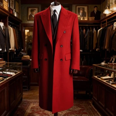 Men Coats Wool Blend Long Jackets Outside Wear Overcoats Knee Length Custom - Image 1 of 4