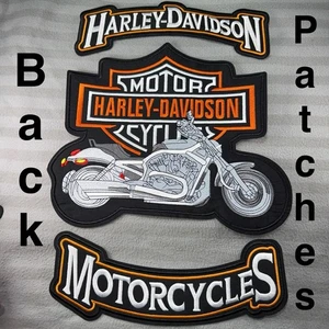 ๐ฅ 3PC Harley Davidson Motorcycle Embroidered Iron On Patch Back HD MC PREMIUM - Picture 1 of 7