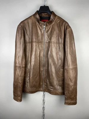 Hugo Boss Mens Soft Lamb Leather Brown Full Zip Casual Jacket Size L - Image 1 of 4