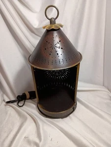 Punched Pierced Tin Electric Lantern candle warmer 13.5” Tall Cottage Primitive - Picture 1 of 3
