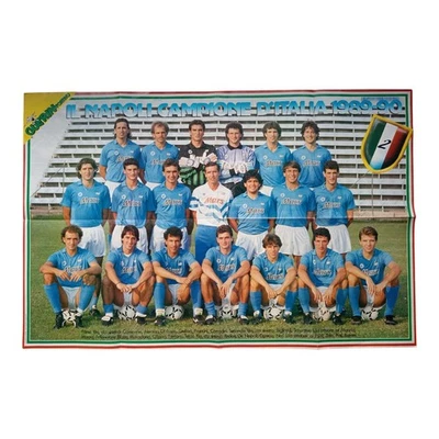 *HH* Poster Vintage Squadra Napoli Calcio Campione D'Italia 2 Scudetto Maradona - Immagine 1 di 4