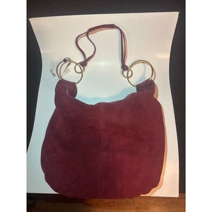 Neu mit Etikett Marlon hergestellt in Italien Wildleder Hobo Rosita Gold Ringe Borsa Kunst Kalbsleder - Bild 1 von 7
