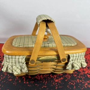 Longaberger 2000 Woven Memories Basket w/Homestead Liner, plastic Insert, Lid - Picture 1 of 11